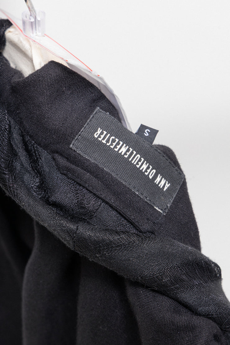 ANN DEMEULEMEESTER - SS19 Long vest with contrast piping, collar embroideries and rope straps (runway)