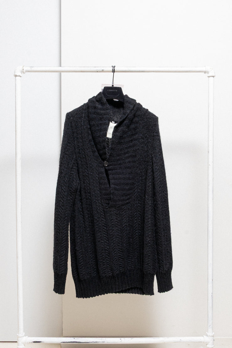 ANN DEMEULEMEESTER - Knitted sweater with collar button (sample)