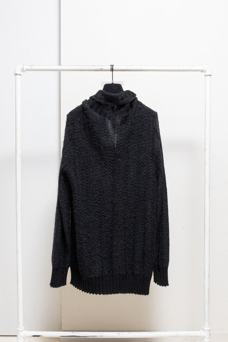 ANN DEMEULEMEESTER - Knitted sweater with collar button (sample)