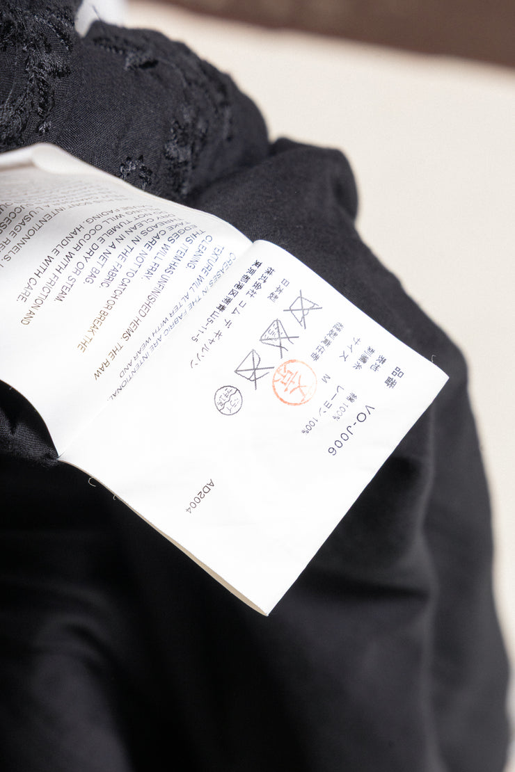 JUNYA WATANABE - SS05 Draped cotton jacket with floral embroideries and raw cut hems (runway)