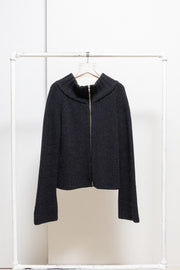 ANN DEMEULEMEESTER - FW98 Merino wool + alpaca thick knitted zip up jacket (runway)