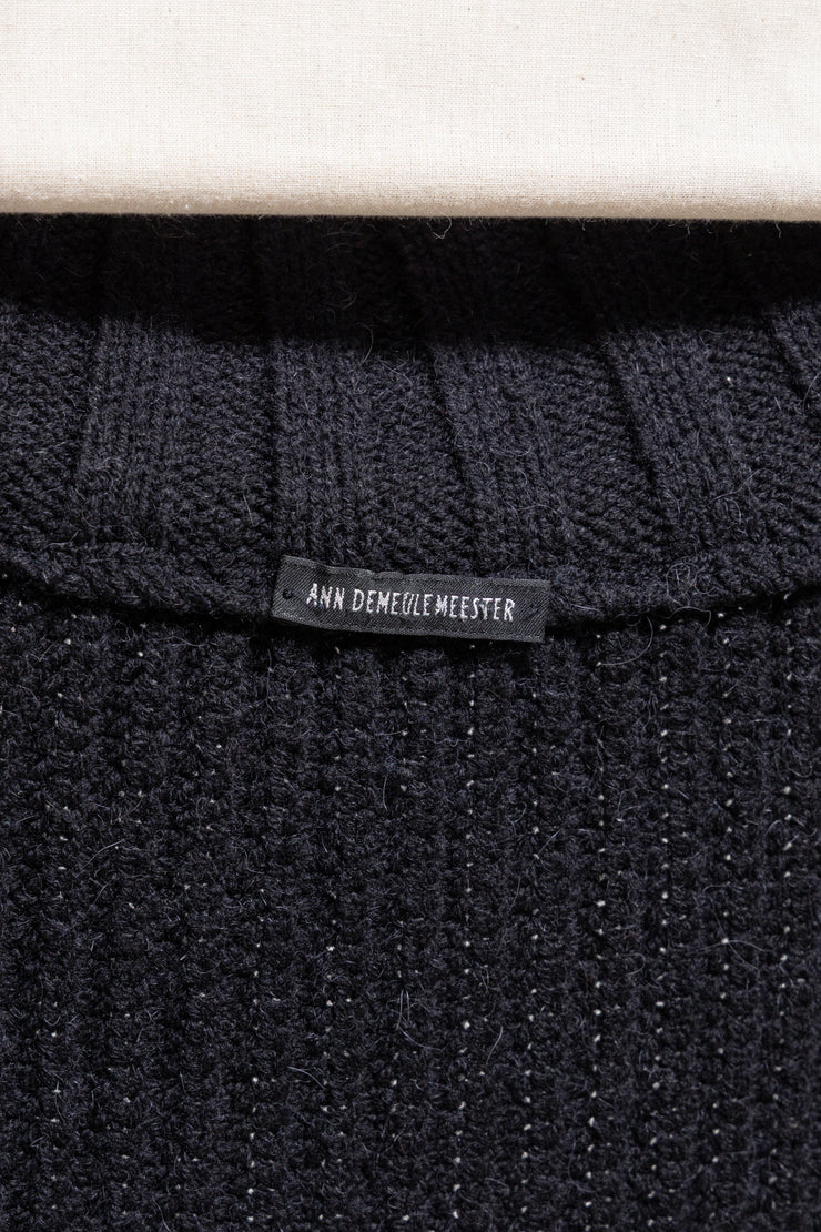 ANN DEMEULEMEESTER - FW98 Merino wool + alpaca thick knitted zip up jacket (runway)