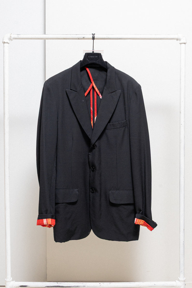 YOHJI YAMAMOTO Y’S - Early 2000’s Gabardine wool jacket with red lining detail