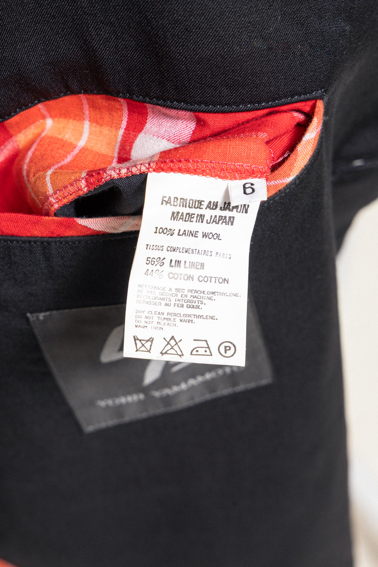 YOHJI YAMAMOTO Y’S - Early 2000’s Gabardine wool jacket with red lining detail