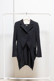 ANN DEMEULEMEESTER - FW05 Textured wool tail jacket with shoulder caps