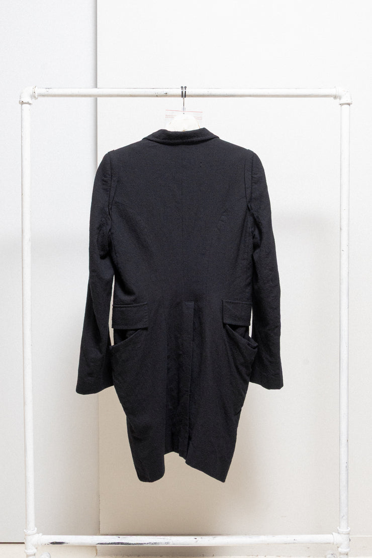 ANN DEMEULEMEESTER - FW05 Textured wool tail jacket with shoulder caps