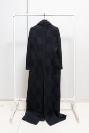 ANN DEMEULEMEESTER - FW96 Mohair and alpaca wool maxi length coat with tonal square pattern (runway)