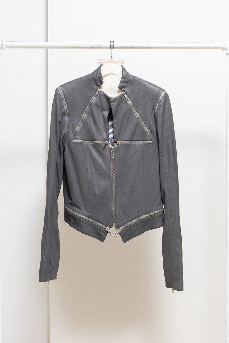 GARETH PUGH - SS10 Lamb leather cross zipper jacket (runway)