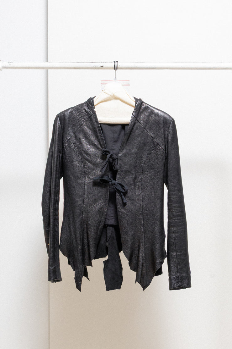 ALEKSANDR MANAMIS - Lamb leather jacket with slashed hems and front straps