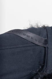 GARETH PUGH - Waxed cotton jacket with mongolian fur collar and front straps