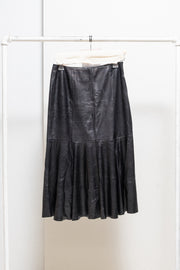 OLIVIER THEYSKENS - Flared leather skirt (probably from fall 2000)