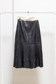 OLIVIER THEYSKENS - Flared leather skirt (probably from fall 2000)