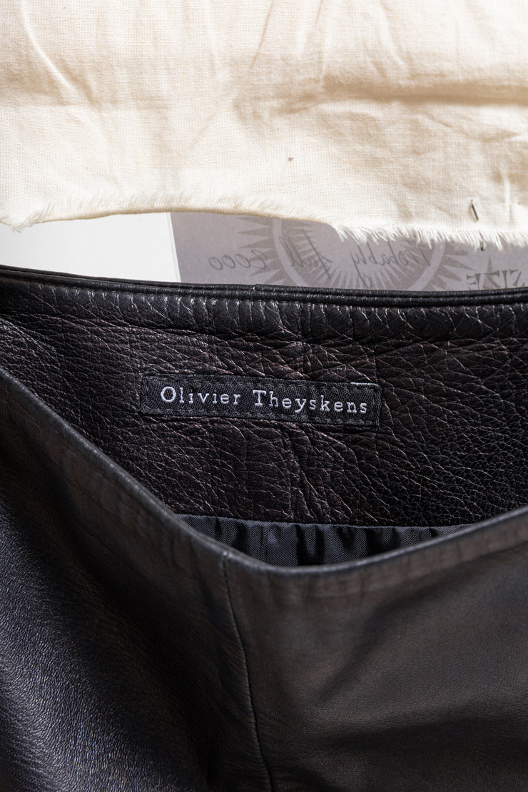 OLIVIER THEYSKENS - Flared leather skirt (probably from fall 2000)