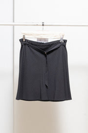 ANN DEMEULEMEESTER - FW95 Fleece wool striped skirt with belt detail