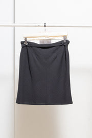 ANN DEMEULEMEESTER - FW95 Fleece wool striped skirt with belt detail