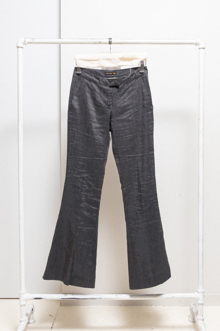 ALEXANDER MCQUEEN - SS99 « N.13 » Linen blend flared pants with ankle slits and signature lining