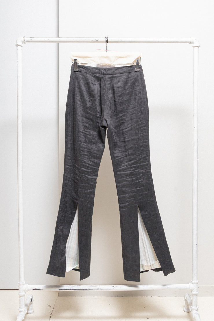 ALEXANDER MCQUEEN - SS99 « N.13 » Linen blend flared pants with ankle slits and signature lining