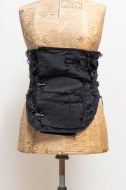ALICE AUAA - Patched corset with metal engraved buttons, leather lacing and buckled straps