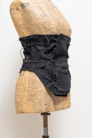 ALICE AUAA - Patched corset with metal engraved buttons, leather lacing and buckled straps