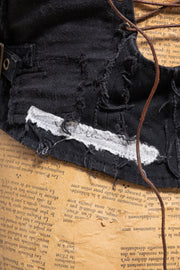 ALICE AUAA - Patched corset with metal engraved buttons, leather lacing and buckled straps