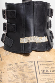 ALICE AUAA - Early 2000's Leather neck corset with buckled straps