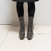 A.F VANDEVORST - Lace up leather wedge boots with studs