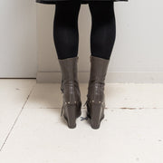 A.F VANDEVORST - Lace up leather wedge boots with studs