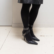 ALICE AUAA - Leather knife pumps with buckled straps and signature metal bat ring