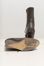 A.F VANDEVORST - Lace up leather wedge boots with studs