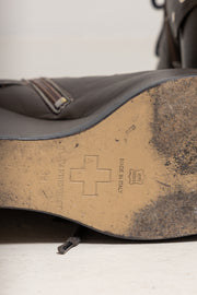 A.F VANDEVORST - Lace up leather wedge boots with studs