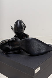 ALICE AUAA - Leather knife pumps with buckled straps and signature metal bat ring