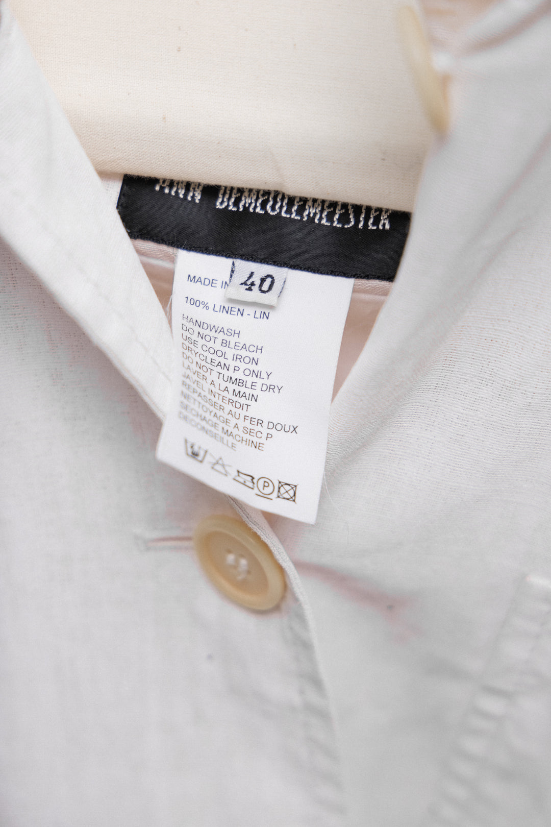 ANN DEMEULEMEESTER - SS99 Painted linen button up jacket – L
