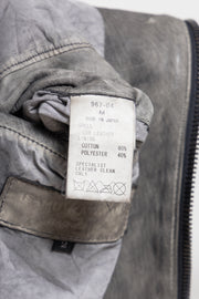 ISAMU KATAYAMA BACKLASH - Garment dyed cow shoulder leather jacket with ribbed hems