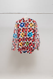 COMME DES GARCONS HOMME PLUS - SS06 "Rip&Tongue" Rolling Stones polka dot shirt with inside out details (runway)