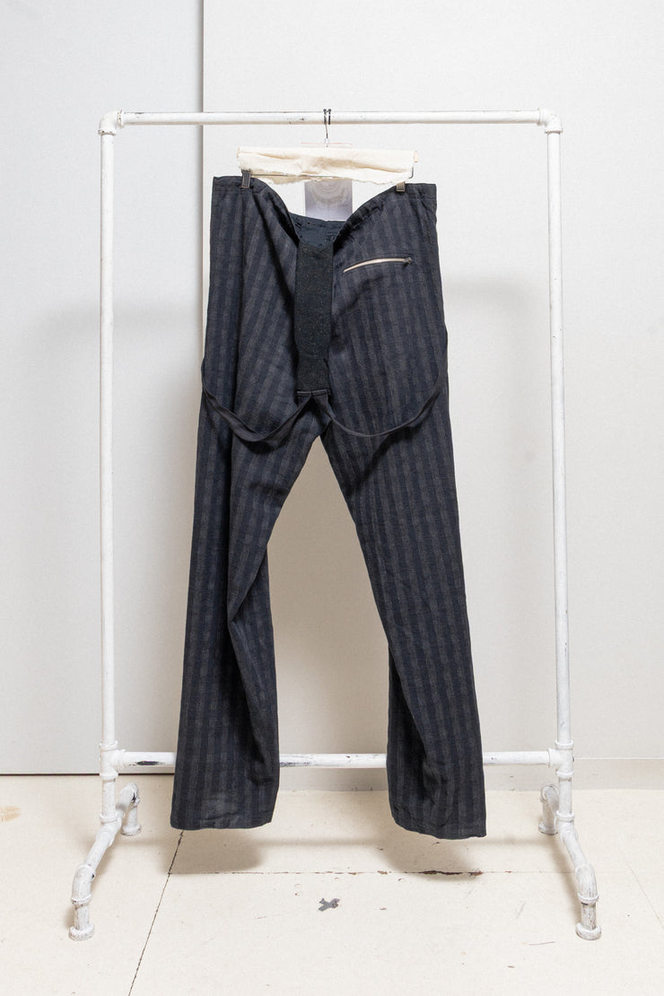 YOHJI YAMAMOTO POUR HOMME - Early 80’s patterned wide cotton pants with suspenders