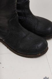 RICK OWENS - Textured leather boots with crepe soles (early 00's)