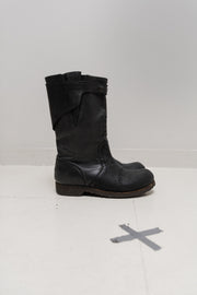 RICK OWENS - Textured leather boots with crepe soles (early 00's)