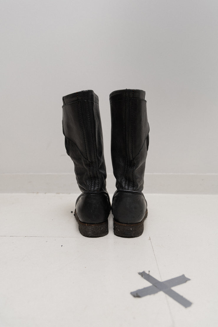 RICK OWENS - Textured leather boots with crepe soles (early 00&