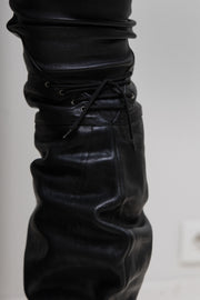 RICK OWENS - FW08 "STAG" Thigh high turbo wedge leather boots (runway)