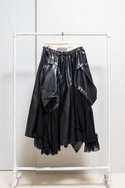 COMME DES GARÇONS - 2024 Faux leather skirt with volumes and cutouts showing off sheer underlayer