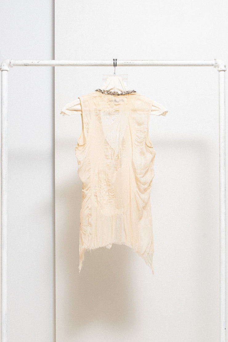 SHARE SPIRIT - Silk top with see through motifs and sequins
