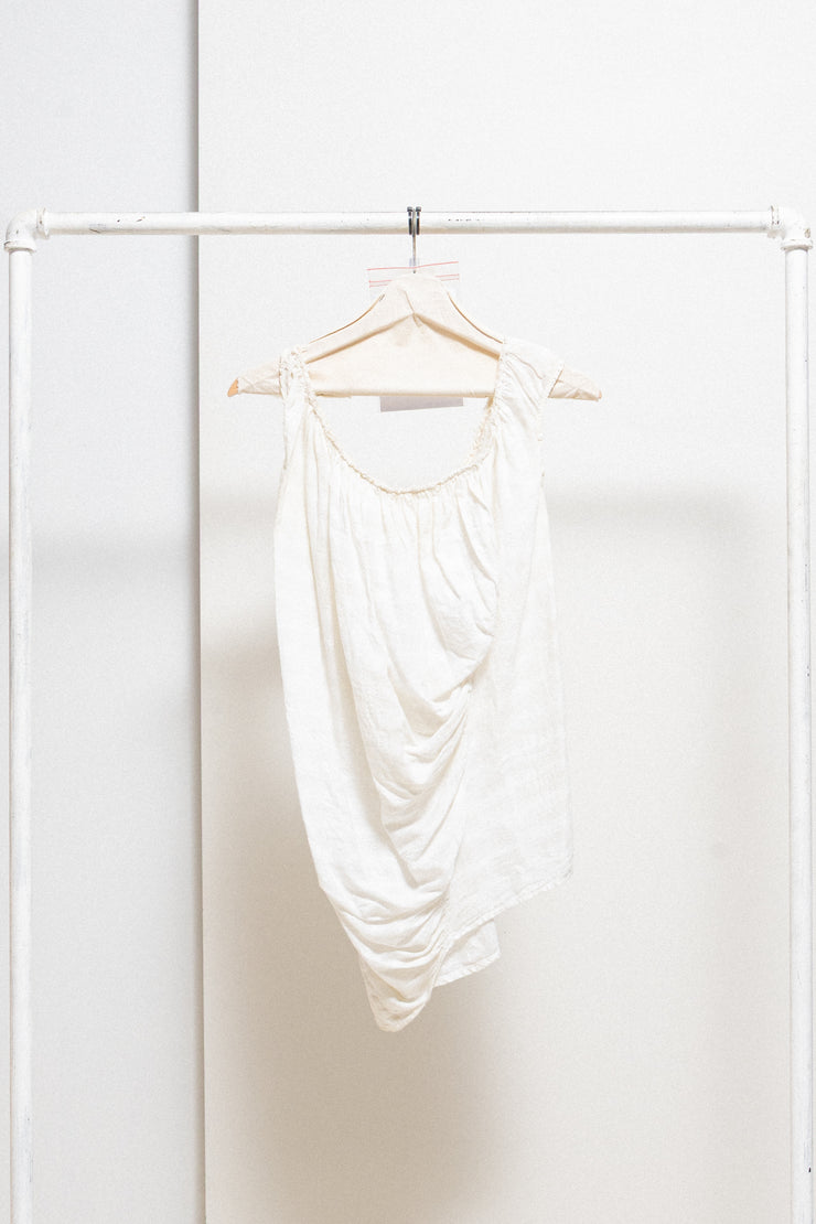 MARC LE BIHAN - Patterned cotton top with ruched edges and back strap