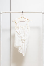 MARC LE BIHAN - Patterned cotton top with ruched edges and back strap