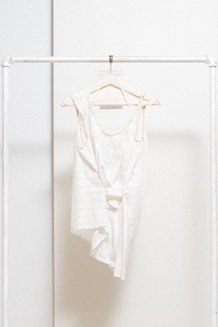 MARC LE BIHAN - Patterned cotton top with ruched edges and back strap