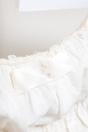 MARC LE BIHAN - Patterned cotton top with ruched edges and back strap