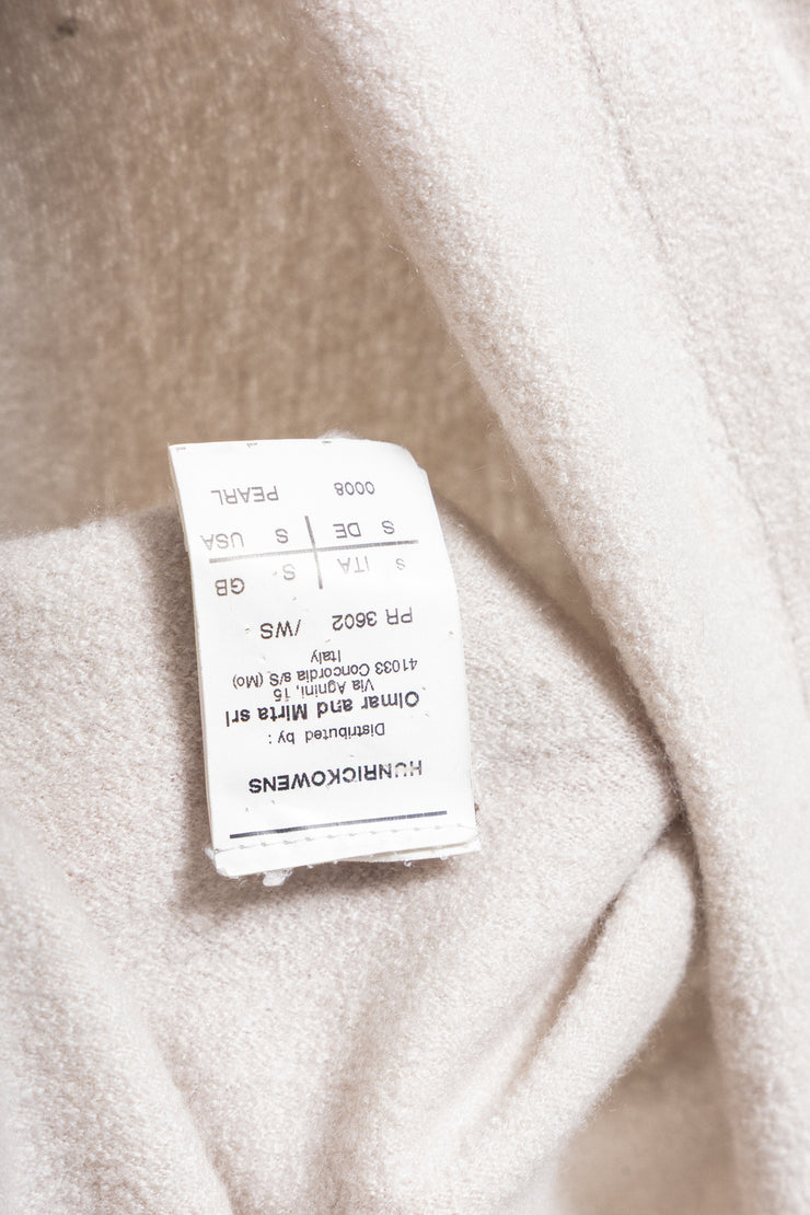 HUN RICK OWENS - 2008 100% cashmere pearl grey cardigan