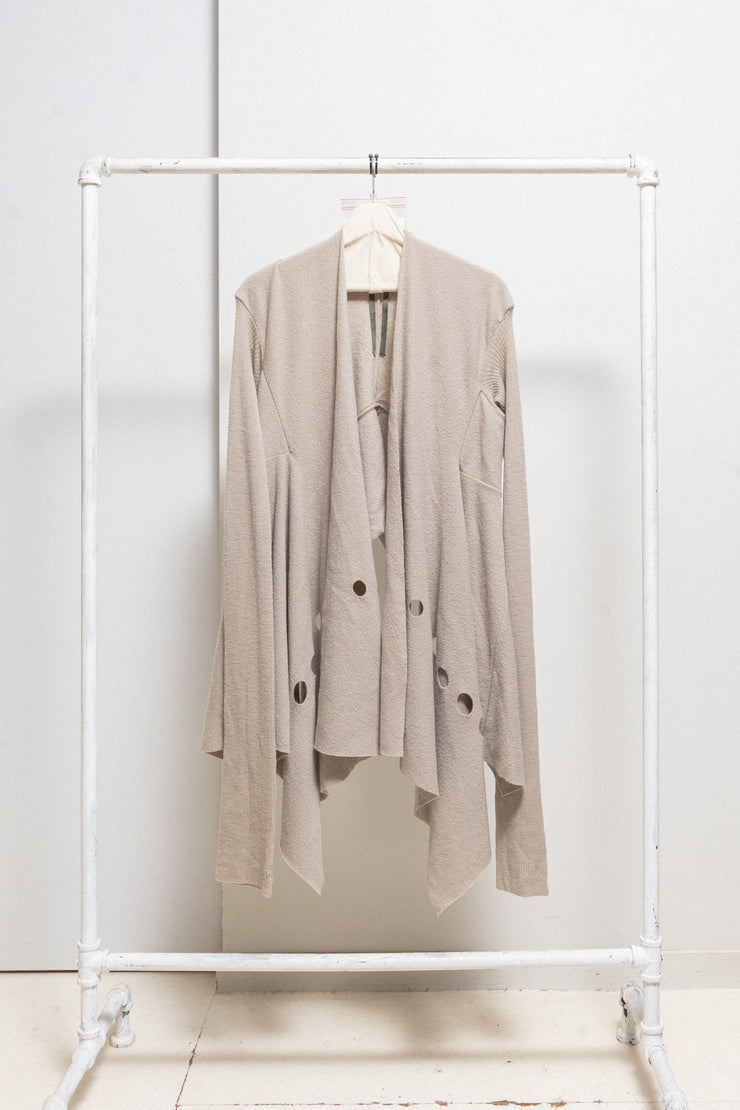 RICK OWENS - SS06 « TUNGSTEN » Wool cardigan with circle cutouts