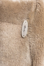 RICK OWENS FOR REVILLON - FW04 Shearling suede leather coat with cuff slits and collar closure