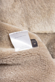 RICK OWENS FOR REVILLON - FW04 Shearling suede leather coat with cuff slits and collar closure