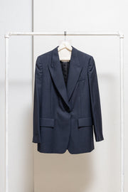 MARTIN MARGIELA - FW02 White label navy blazer jacket with cigarette shoulders